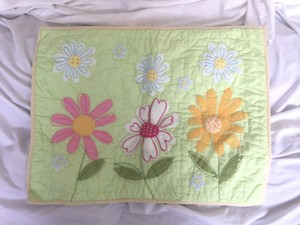 Pottery Barn Kids Daisy Garden Green Mint Standard Quilted Pillow