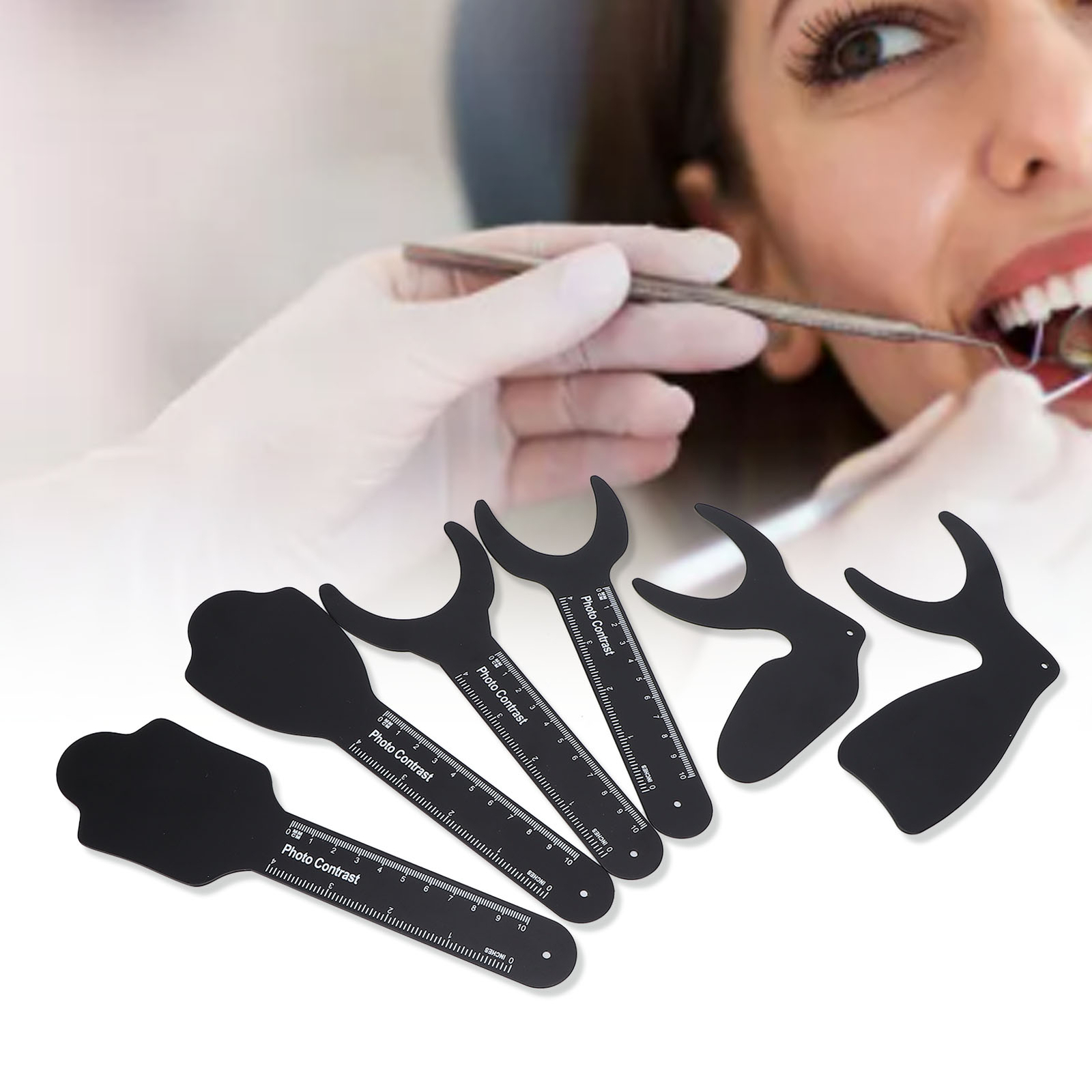 6pcs Intraoral Photographic Black Background Metal Dental Photo
