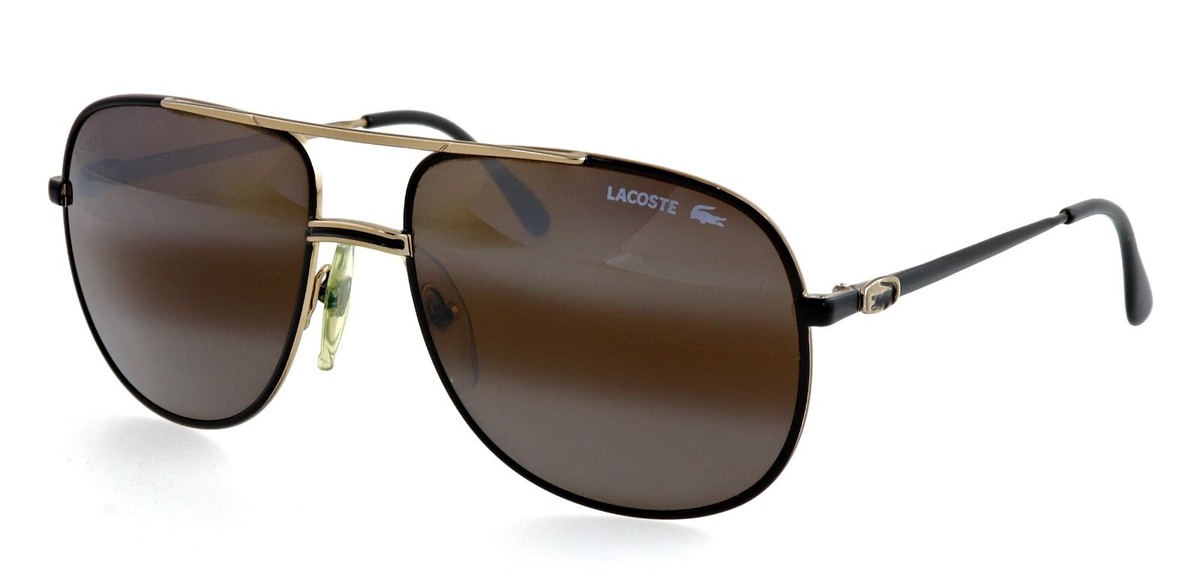 Vintage NOS LACOSTE 101 T75 60mm Black Gold Aviator Sunglasses France  Excellent!