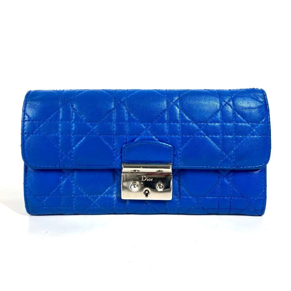 Dior Cannage Long wallet Long Wallet Leather blue