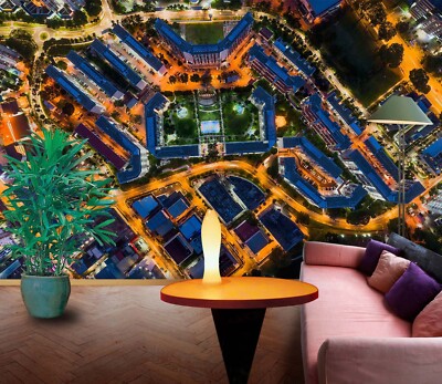 3D City Night Scene K5981 Wallpaper Mural Self-adhesive Removable Sticker Luna