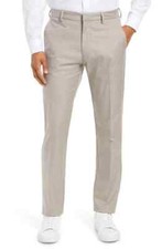 NORDSTROM Men's Shop Grey Taupe Dobby Non-Iron Athletic Fit Textured Pants 32 W