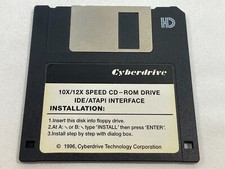 Vintage 1996 Cyberdrive 10x/12x Speed CD-Rom IDE/ATAPI Floppy Disk Driver Soft