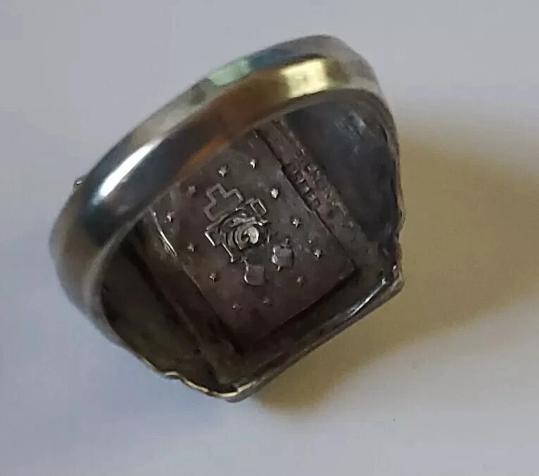 Anillo Virgen María Nuestra Señora Plata de Ley Perla Sólida Marcasita Talla 7.5 Foto 3 de 4
