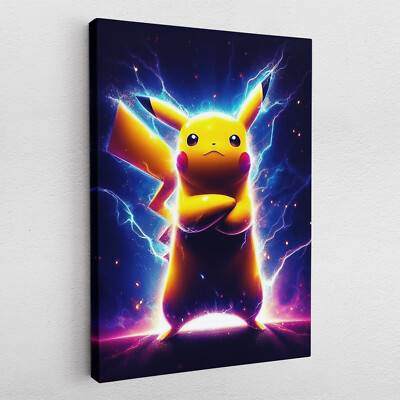 Leinwandbild Poster Acryl Glas Pop-Art Pokemon Anime Pikachu Blitz Donner Gaming