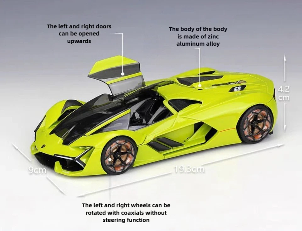 Lamborghini Terzo Millennio escala 1:24 modelo de coche de metal juguetes adorno IDEA DE REGALO Foto 3 de 4