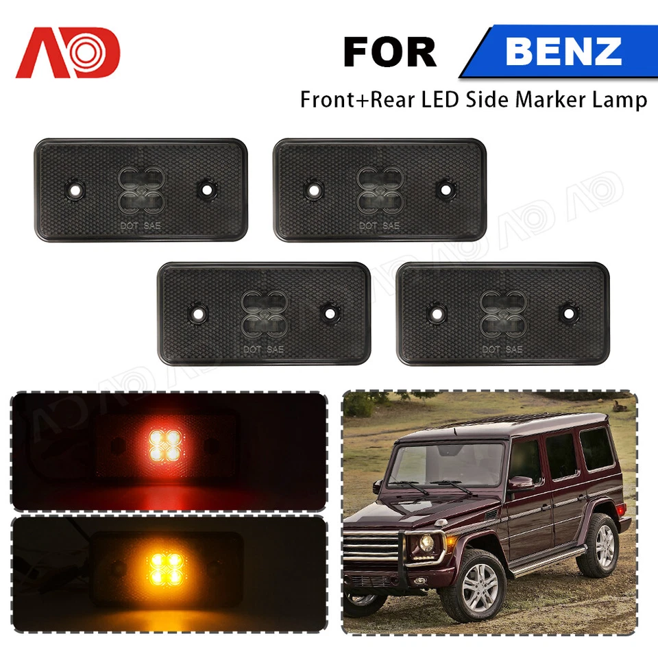 For 02-14 Mercedes-Benz W463 G500 G550 G-Class F&R LED Side Marker Lights Smoke - Image 2 of 4