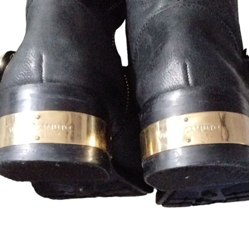 Vince Camuto Black Leather Moto Boots Tall Buckled Biker Boots Women's size 8 - Picture 9 of 15