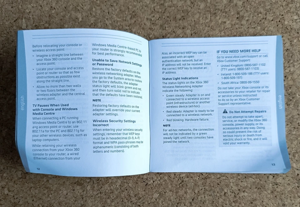 Wireless Network Adaptor Xbox 360 Manual Only G Cond - FREE Shipping Worldwide - Image 2 of 4