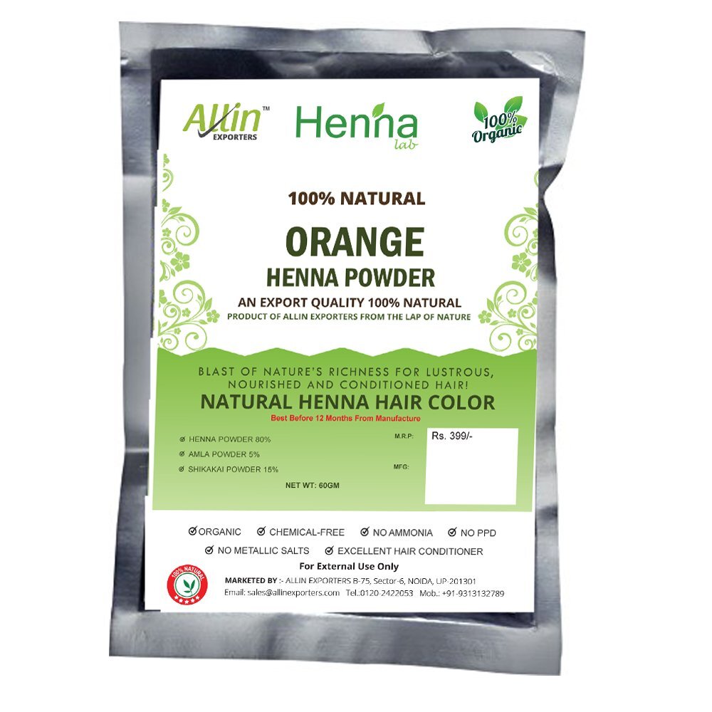 ORANGE 100% Organic Natural Henna Hair Color Chemical Ammonia free
