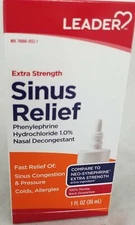 Leader Extra Strength Sinus Relief Nasal Spray Decongestant 1 FL OZ Pack of 12