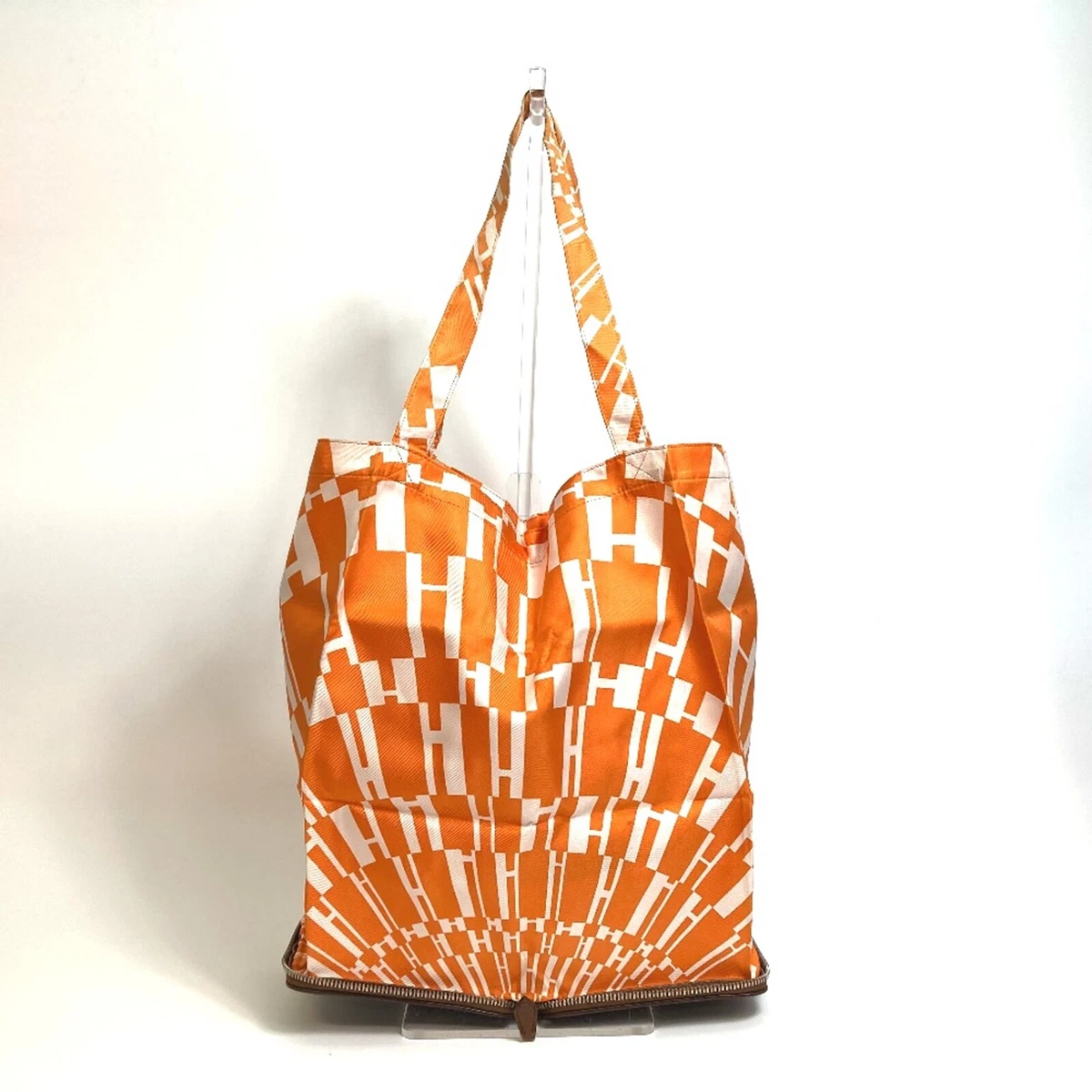 HERMES Silky pop Folding eco bag Tote Bag Pouch orange used