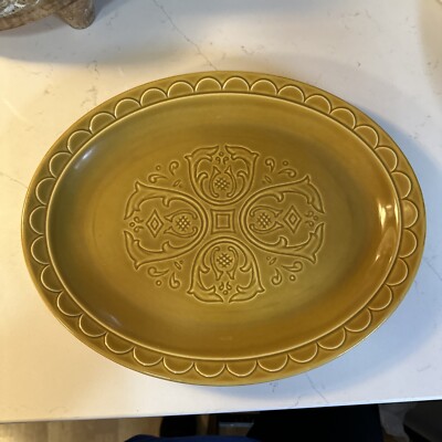 St Regis Vintage Oval Mustard Yellow Enamel Serving Platter Made In USA 14''