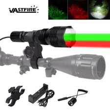 Hunting Red Green Light LED Flashlight 800 Yards Scope Mount Coyote Hog Varmint