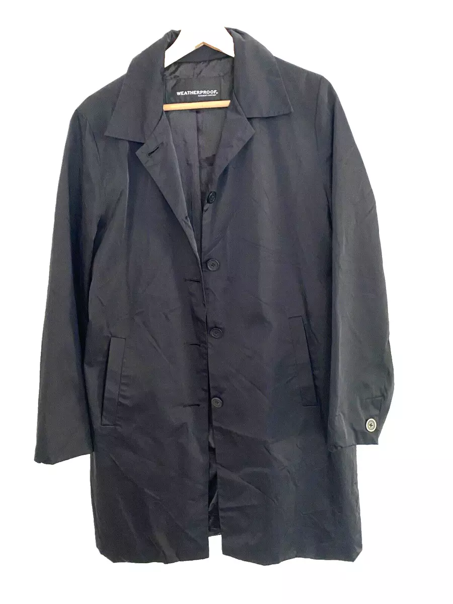 WATERPROOF GARMET CO black 3/4 length light rain coat with pockets, Men's  size M