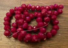 Glass Beads Round Wine Red Faceted About 8mm Dia Approx. 70 Pieces Per Pack