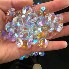 50PC AB Octagonal Bead Faceted Crystal Prism Chandelier Hanging Suncatcher DIY