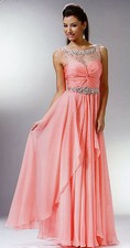Coral LONG PROM COCKTAIL DRESS HOMECOMING EVENING FORMAL OCCASION GOWN  12 SALE