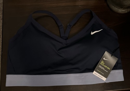 Nike Womens Plus Sz 1X Indy Racerback Light Support Sports Bra Solid Blue NEW