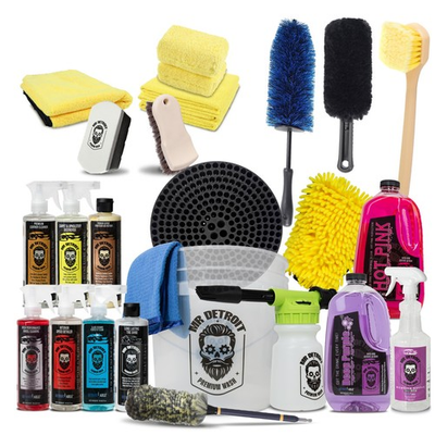 #ad Mr. Detroit 24pc Car Detailing Kit with Wheel Brushes Towels amp; Cleaners Set $189.48