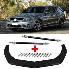 Front Bumper Lip Splitter Spoiler Glossy Black Body Kit For Mercedes W204
