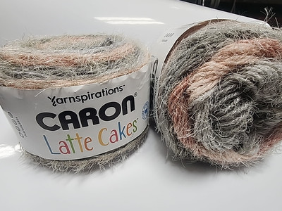 Caron Latte Cakes Yarn, Strawberry Flambé, 8.8oz Lot of 2 Greys, & Pinks