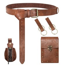 TobWeaL Medieval Renaissance Belt Set - Ren Faire One Size, Brown