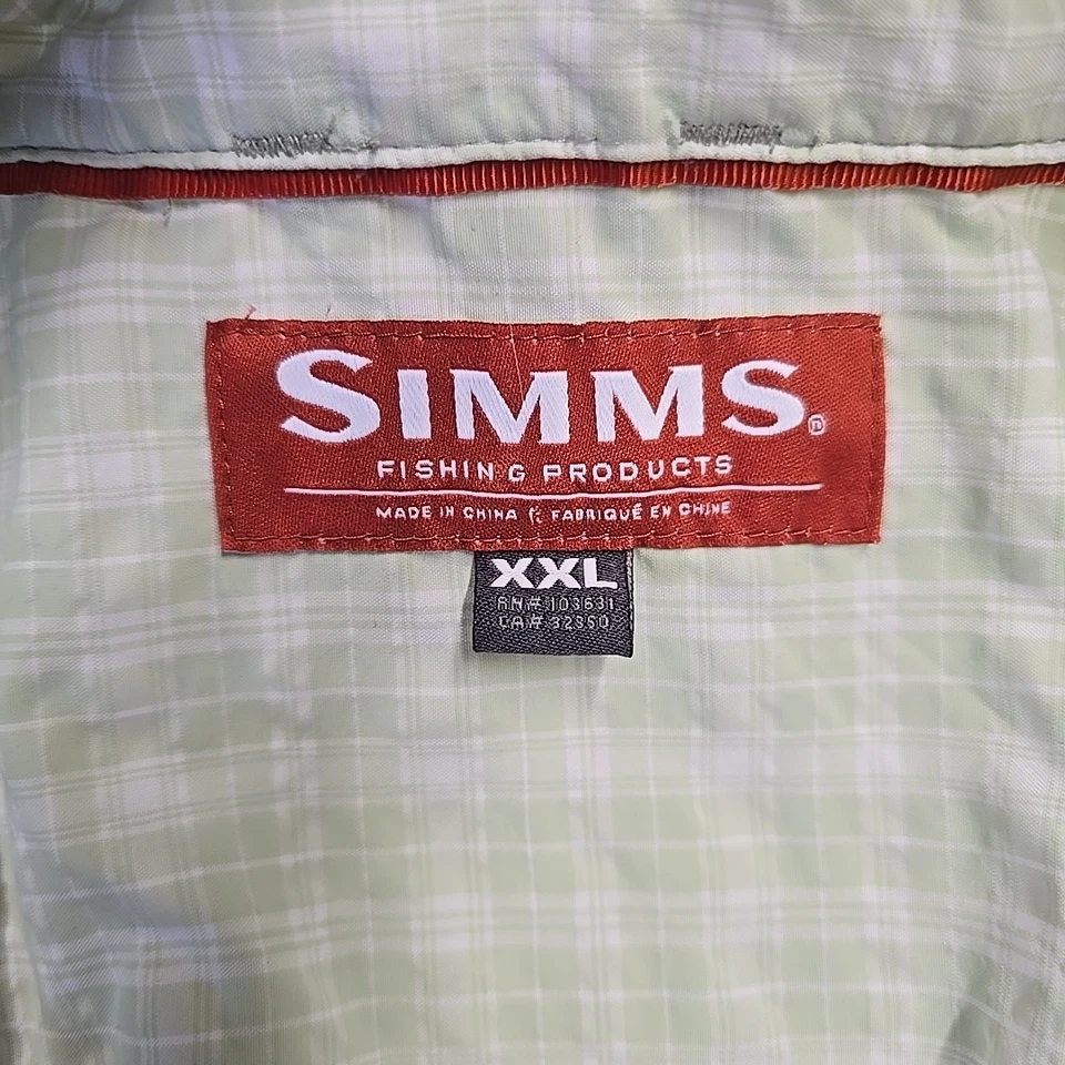 Camisa de Pesca Simms Para Hombres Morada Manga Larga Verde Claro A Cuadros Talla XXL Ligera Foto 4 de 4