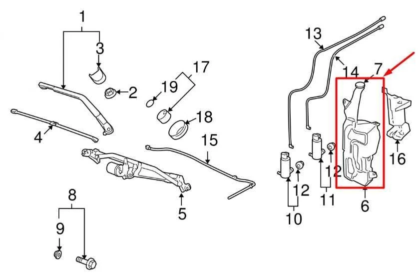 GMC Yukon 2007-2014 lavadora parabrisas depósito botella 20999331 OEM Foto 2 de 4