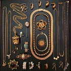 Mixed Bulk Lot VTG Gold Jewelry Estate Signed Costume Earrings Brooch 80s 90s