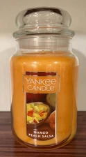 Yankee Candle MANGO PEACH SALSA Large Jar ORANGE Single Wick Candle 22 oz NEW