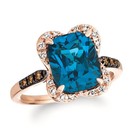 Le Vian 14K Rose Gold Cocktail Ring for Women London Blue Topaz Diamond Size 6 — photo 1