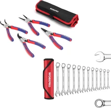 4-Piece Snap Ring Pliers Set & 12-Piece SAE Combination Wrench Set