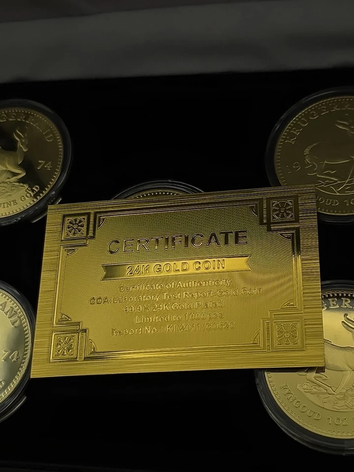 5 X CINCO MONEDAS DE ORO KRUGERRAND SUDAFRICA 1974 1 OZ CON TARJETA Y ESTUCHE Foto 3 de 3