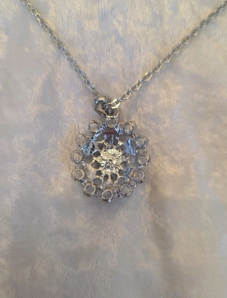 Collar Colgante Piedras Lavanda Turquesa Chapado en Rodio, Cadena 18-20" Foto 3 de 4