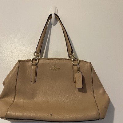 Coach Mini Christie Carryall Handbag Beige Leather W/ Crossbody Strap