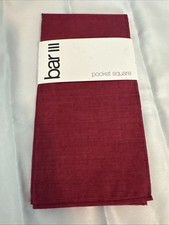 Bar III Mens Beach Solid Pocket Square Burgundy 12.5"x12.5"