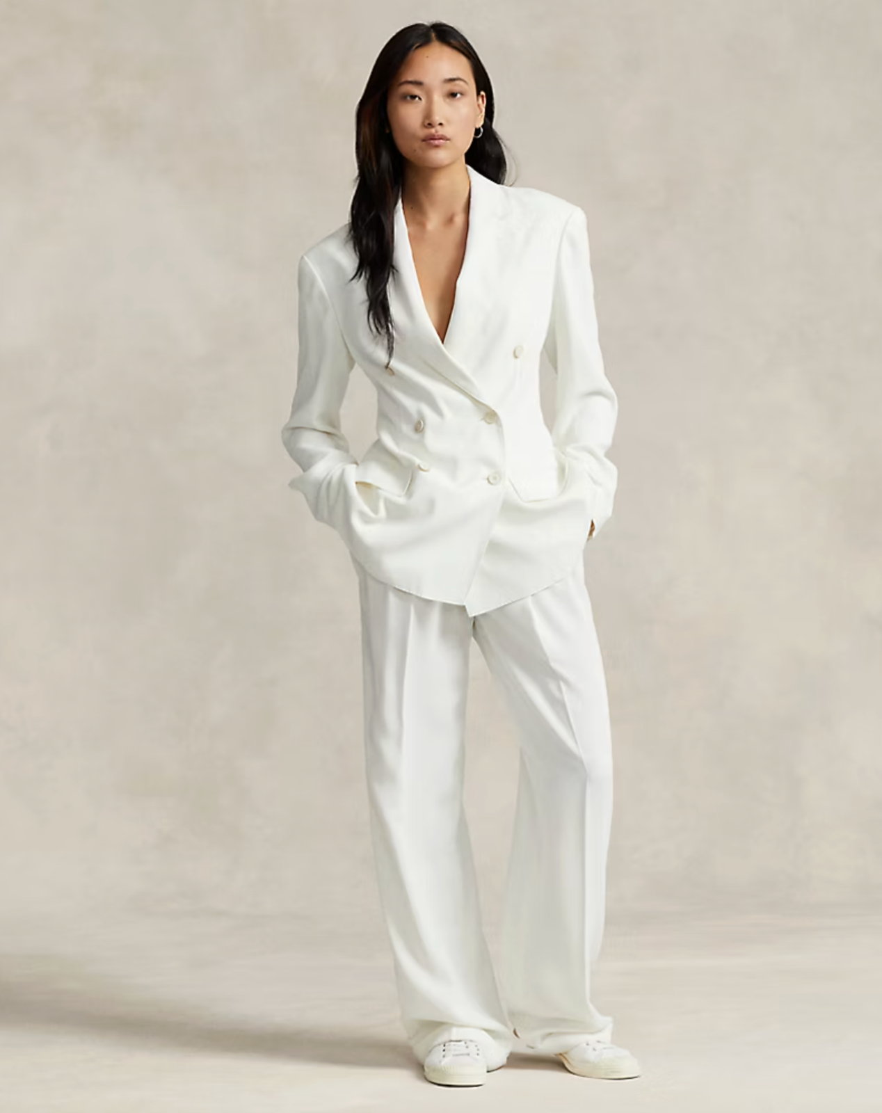 Polo Ralph Lauren Women Clubhouse Cream Double-Breasted Satin Blazer Size 10 NWT