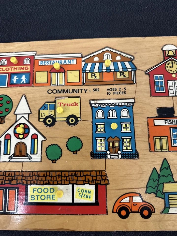 Fisher Price Community Wooden Puzzle 502 Pick Up & Peek Holland 1971 / 72 FP - Image 2 of 4