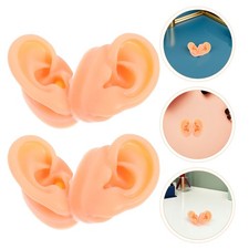 2 Pair Silicone Ear for Piercing Practice Earring Molds Fake Ears Model