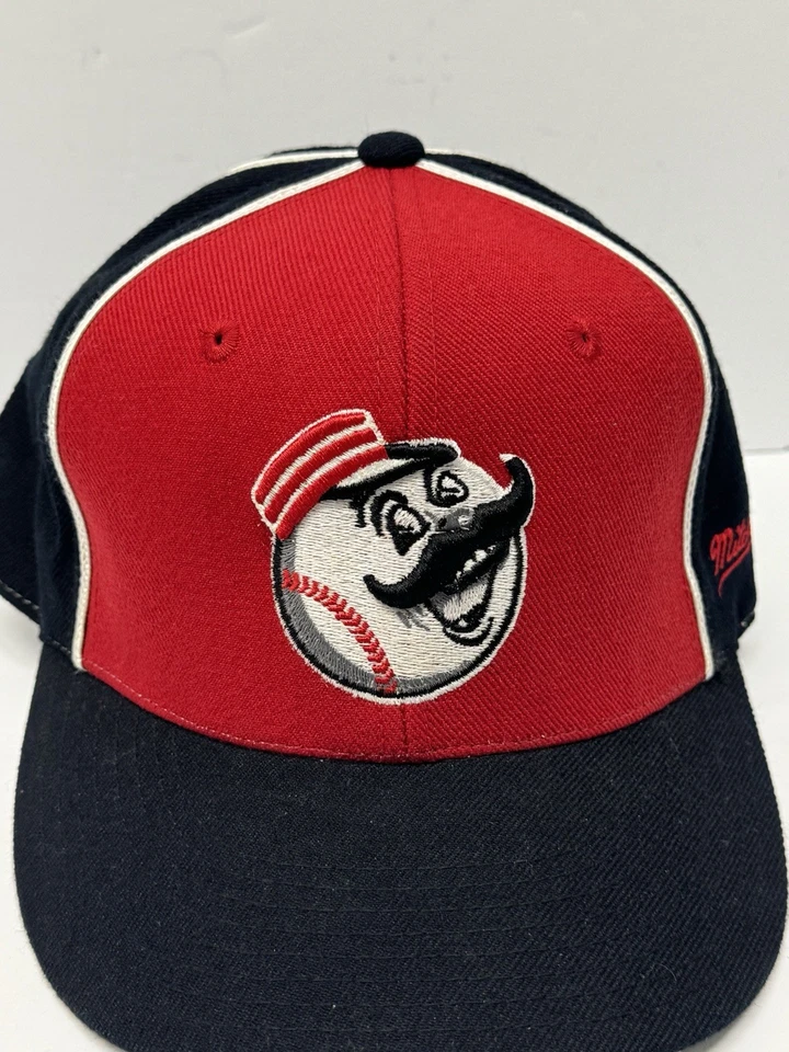 Cincinnati Reds Mr Red Fitted Hat Cap Adult Size 7 1/8 Cooperstown Red Black - Image 2 of 4