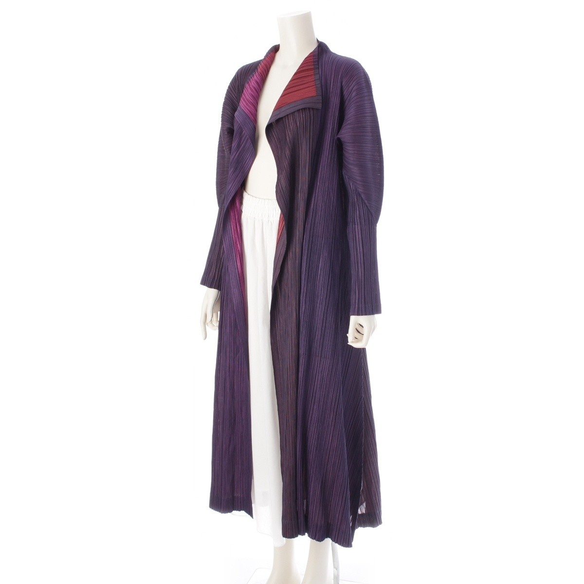 ALTRA PLEATS PLEASE ISSEY Cappotto cardigan bicolore manica lunga PP43 JA812 viola 4
