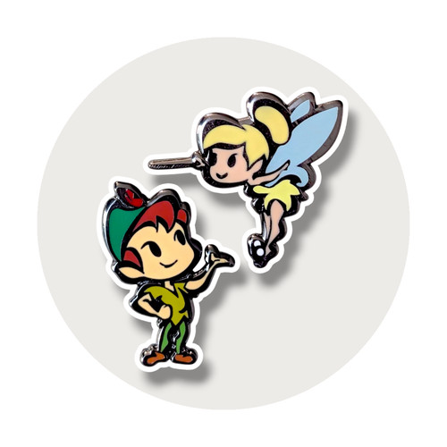 Peter Pan Disney Pins: Cutie Tinker Bell and Stylized Peter
