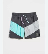 Nike Volley Swim Shorts Trunks Men  s Large Colorblock Swoosh Beach Gray Aqua