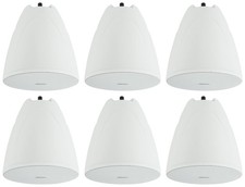 6 Rockville PEN-65T White 6.5" 70V Hanging Pendant Speakers For Office/Bar/Cafe
