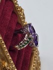 3.25ctw African Amethyst & Chrome Diopside Bypass Ring Platinum Plated Size 6 — photo 5