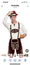 Lederhosen Oktoberfest Beer Fest SM 2 PC Costume Hat Pants Bavarian German