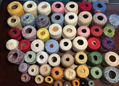 Lot 55 Tatting Crochet Thread Assorted Brand Size Colors Used/New Lilly, Coats..