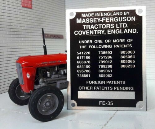 Massey Ferguson Standard FE35 35 35X Tractor Commission Plate 16 Patent 1958-64 - Picture 1 of 2