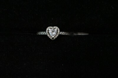 Pandora Sterling Silver Elevated Heart Ring Size 52